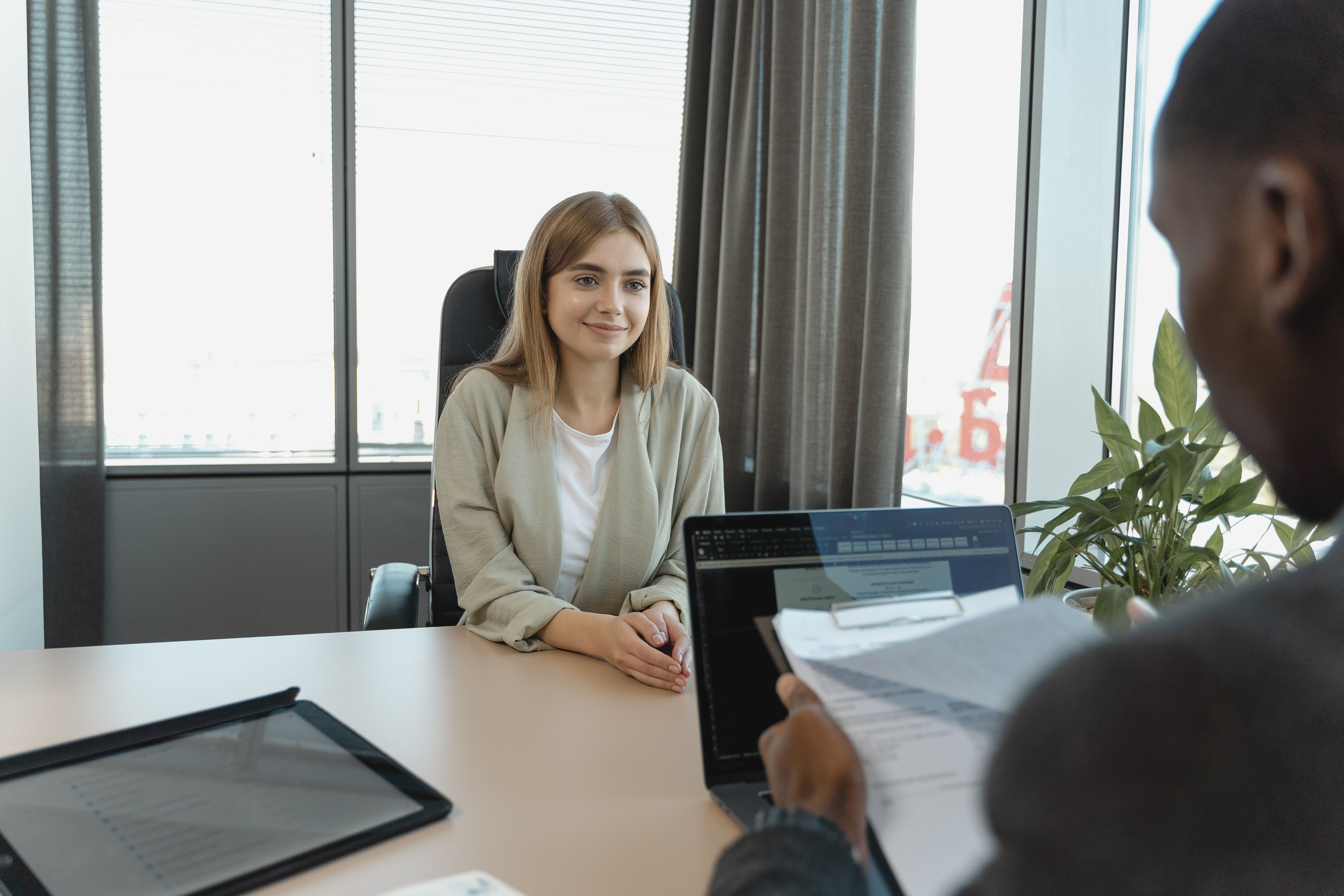 A recruiter meeting with a candidate